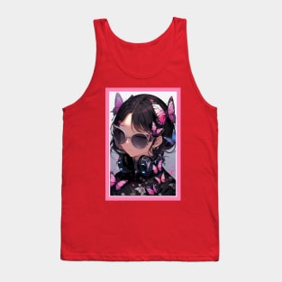 Aesthetic Anime Girl Pink Rosa Black | Quality Aesthetic Anime Design | Chibi Manga Anime Art Tank Top